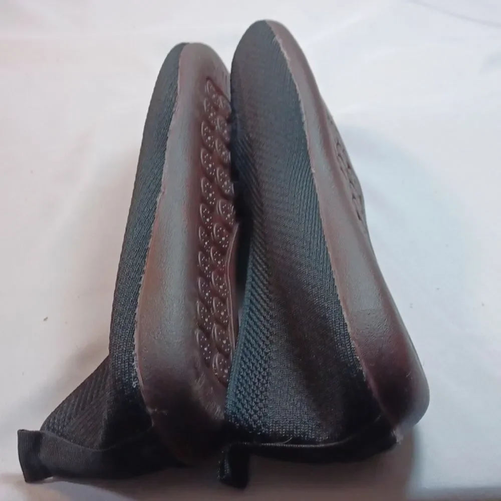 Women's European-Style Cotton Knit Mary Janes Loafers Black New 40 -10 m